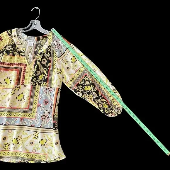 Vantarsi Floral Tunic Blouse V-neck Long Sleeve SZ/S - Picture 3 of 10